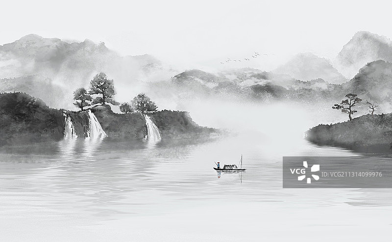 中国风水墨意境山水画图片素材