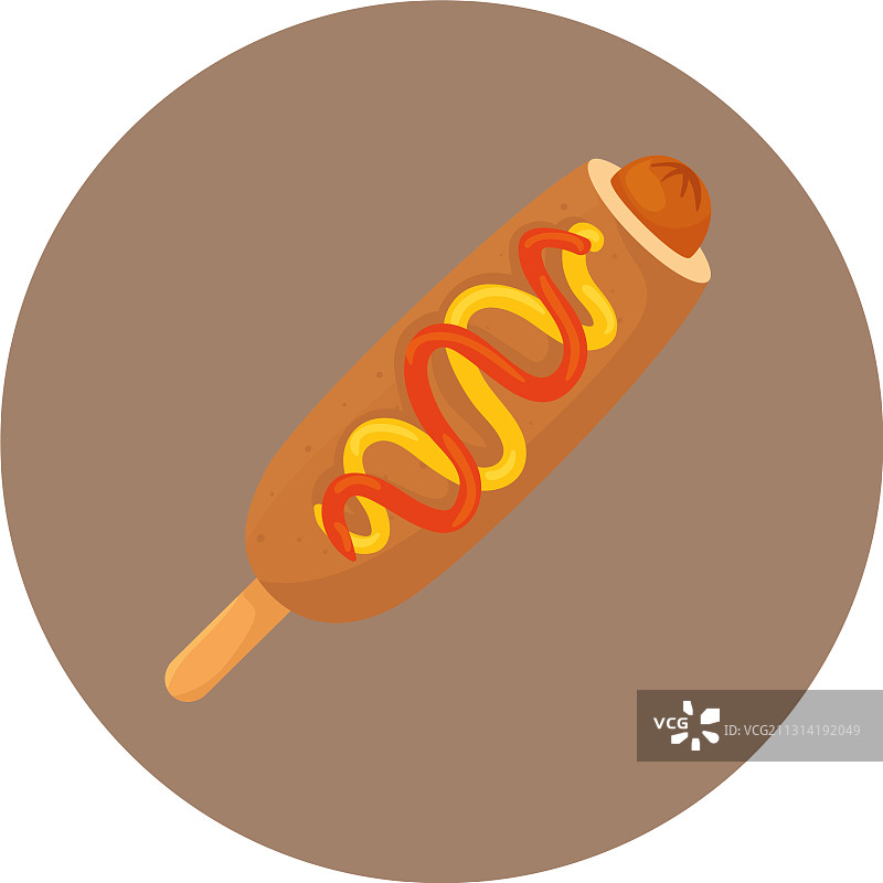 快餐玉米热狗在框圆上白图片素材