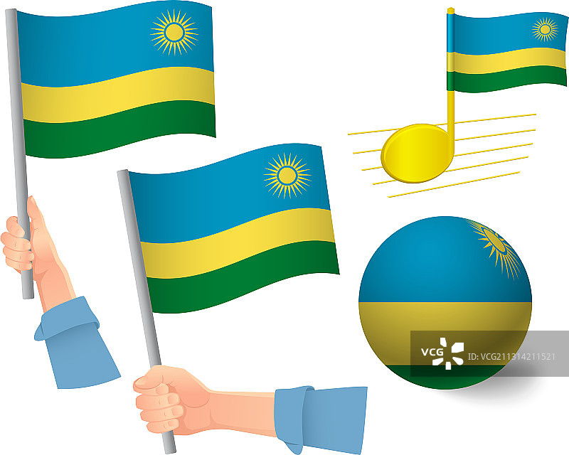 卢旺达国旗图标集图片素材