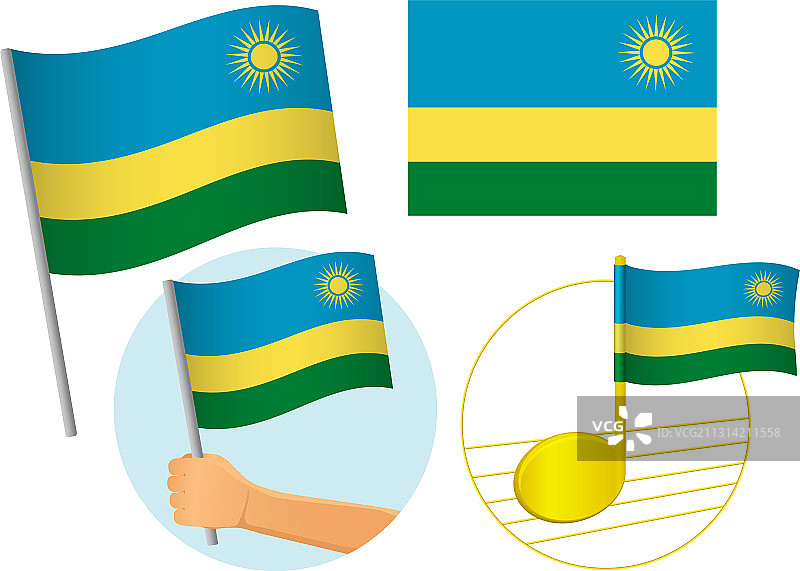 卢旺达国旗图标集图片素材