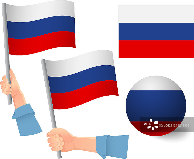 手握俄罗斯国旗的图标图片素材