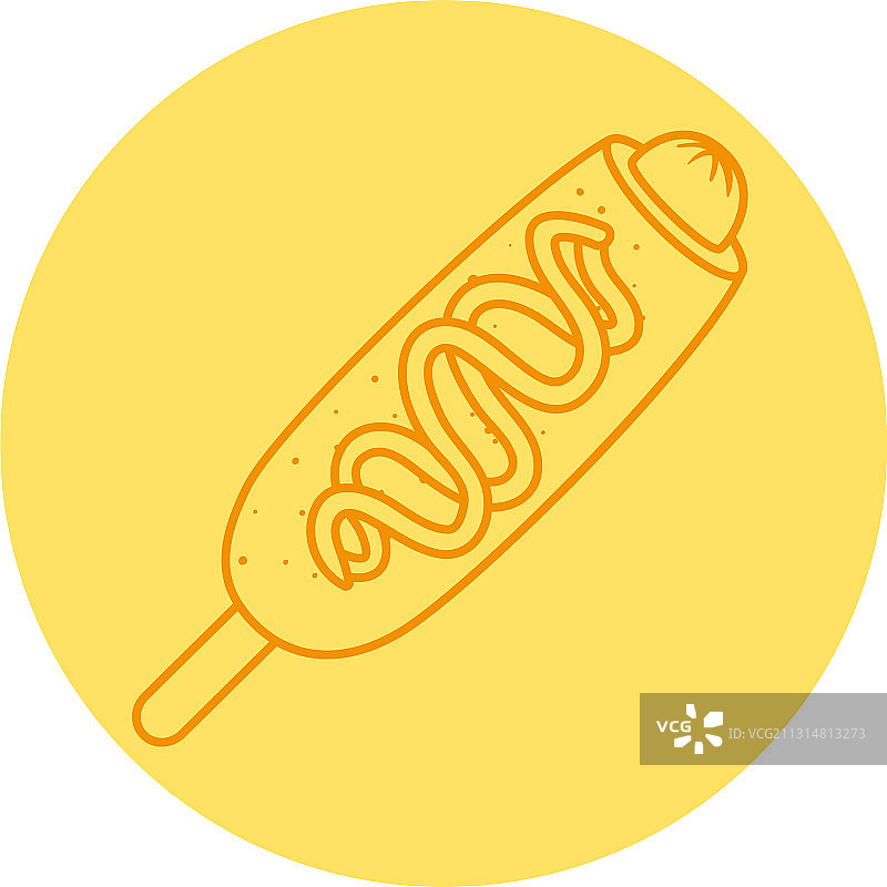 快餐玉米热狗线风格图标图片素材