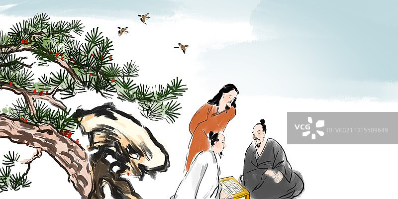 中国风著名诗人文学插画图片素材