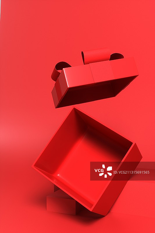 纯色背景里3D渲染的礼盒图片素材