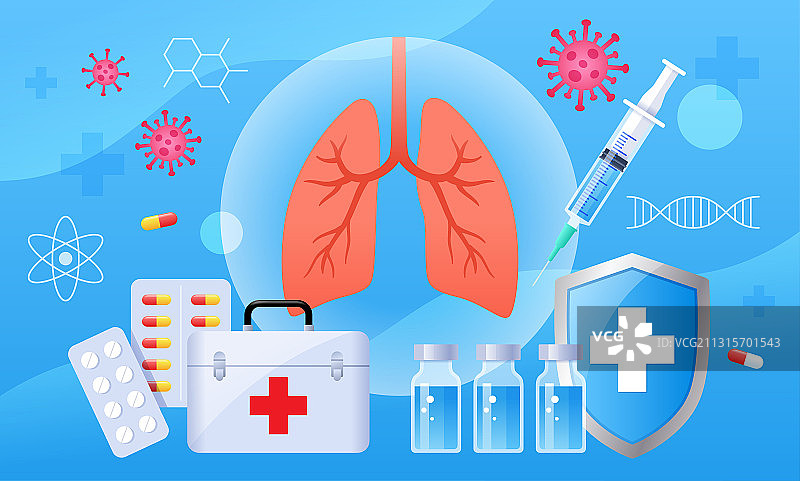 肺部病毒和医疗医药插画图片素材