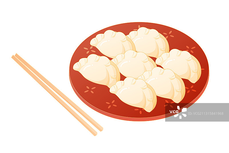 一盘饺子插画图片素材