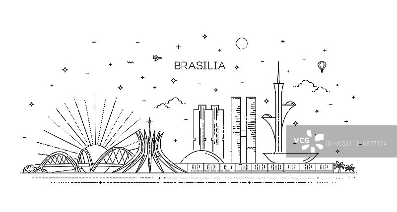 巴西利亚建筑轮廓线图片素材