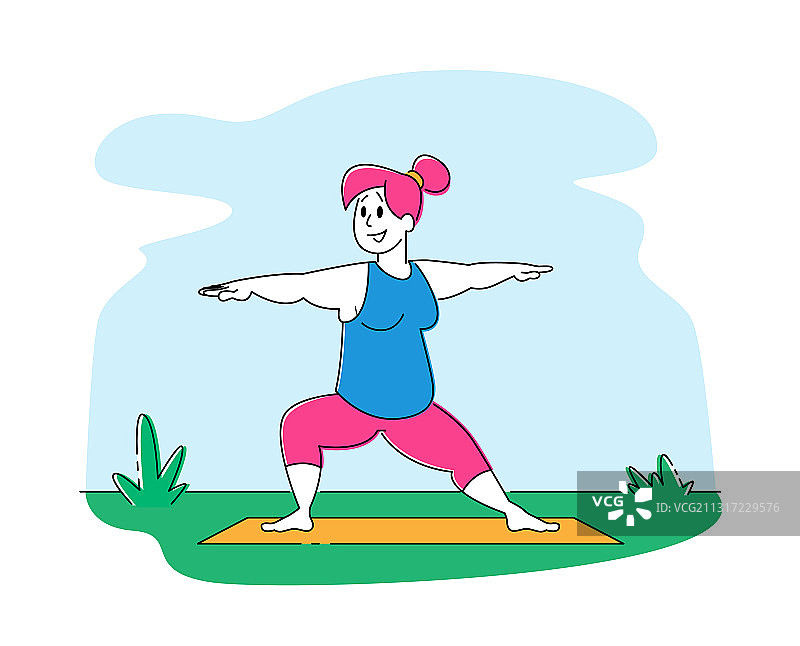 胖女孩穿着运动服做健身瑜伽图片素材