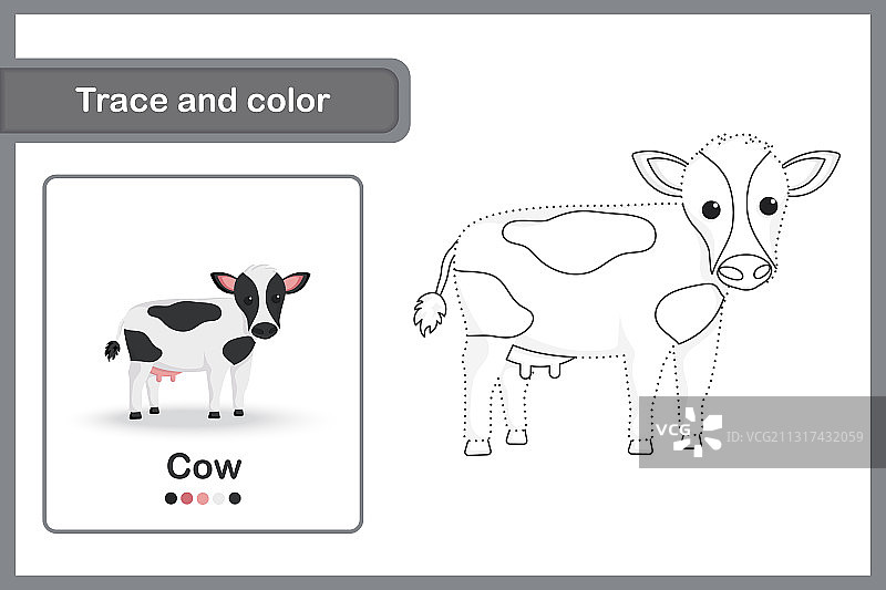 绘制工作表和颜色奶牛图片素材