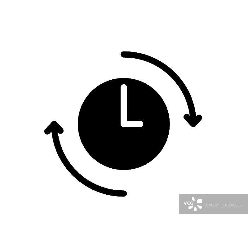 箭头和时钟时间管理符号为平黑色图片素材
