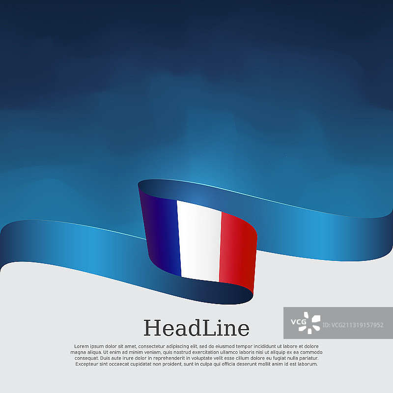 法国国旗背景的波浪形彩带旗图片素材