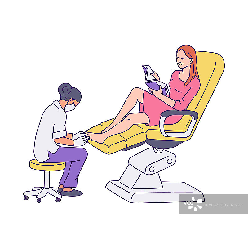 女人在美容院做脚部素描图片素材