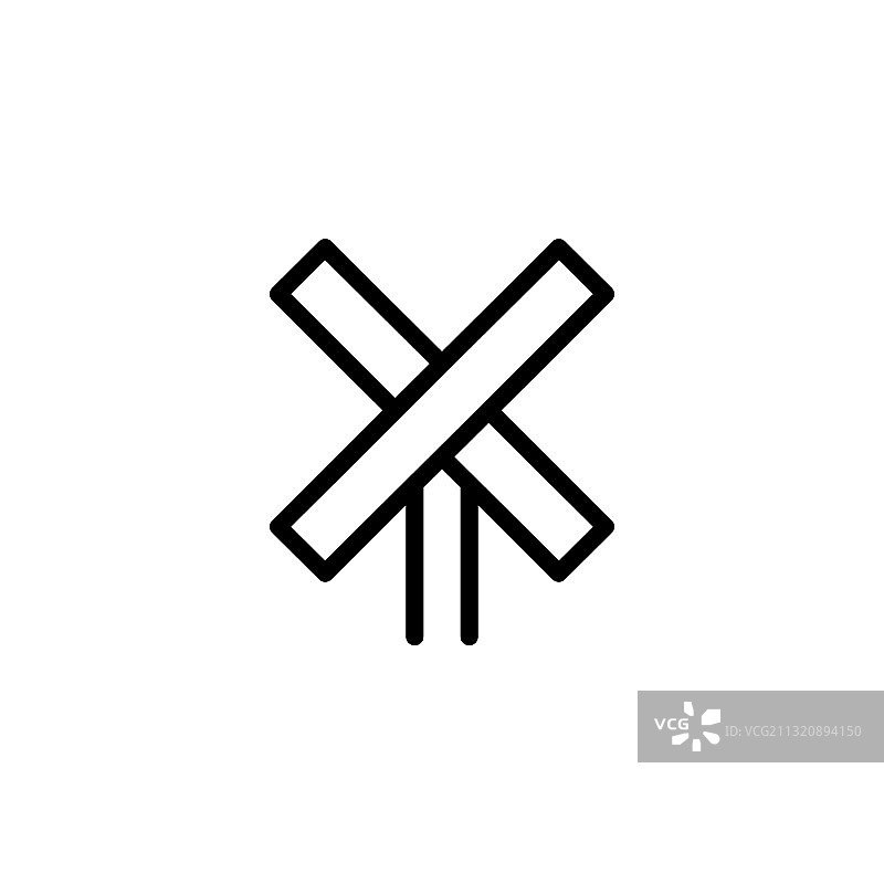 简单轮廓的火车十字标牌图标图片素材