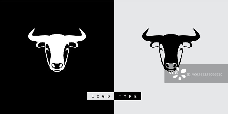 白牛或黑牛标志型设计元素图片素材