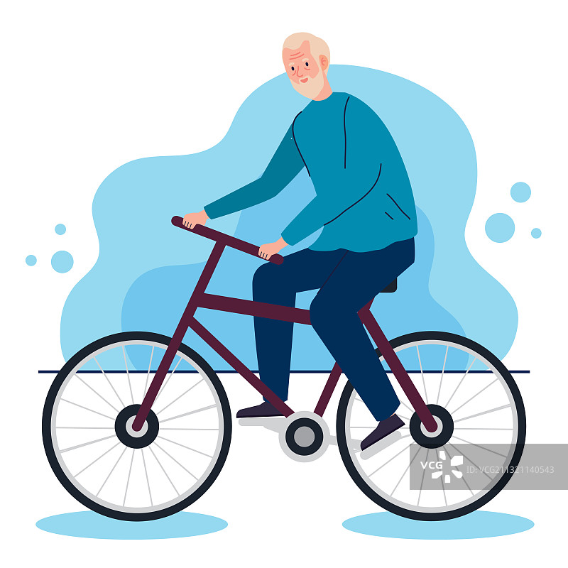 可爱的老人在自行车休闲活动图片素材