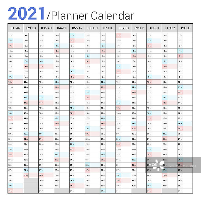 日历2021计划垂直简单的风格图片素材
