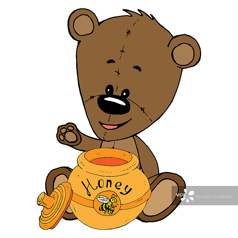 泰迪熊，带有蜜罐图标的泰迪熊图片素材