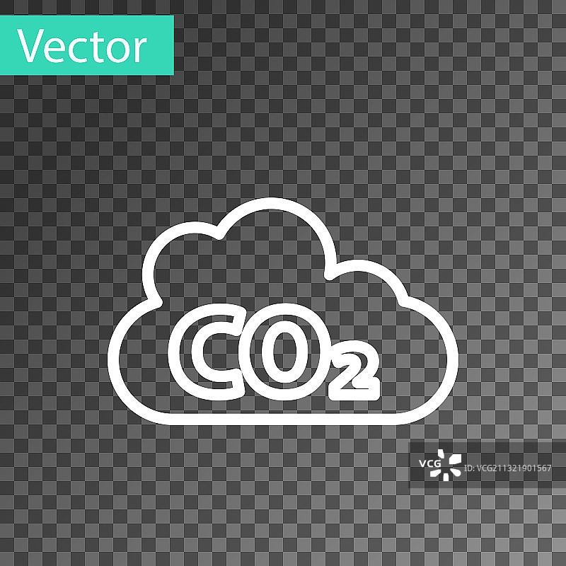 白线二氧化碳排放量在云图标隔离上图片素材