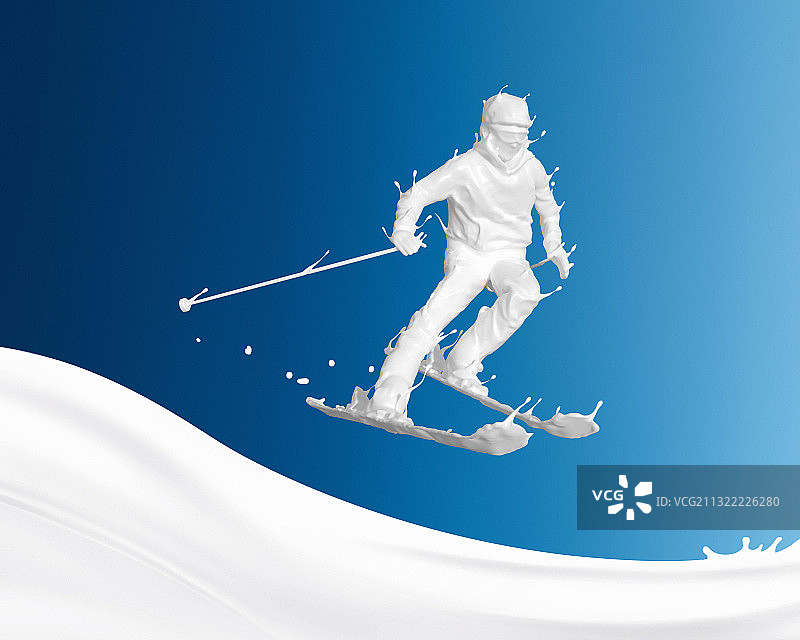 牛奶人物形态高山滑雪图片素材