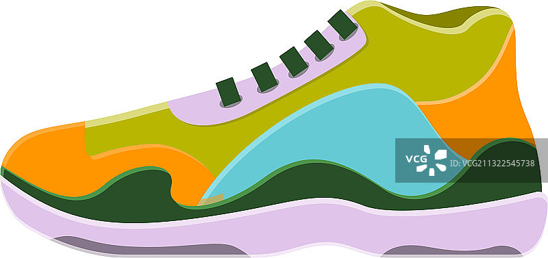 彩色运动鞋图标卡通风格图片素材