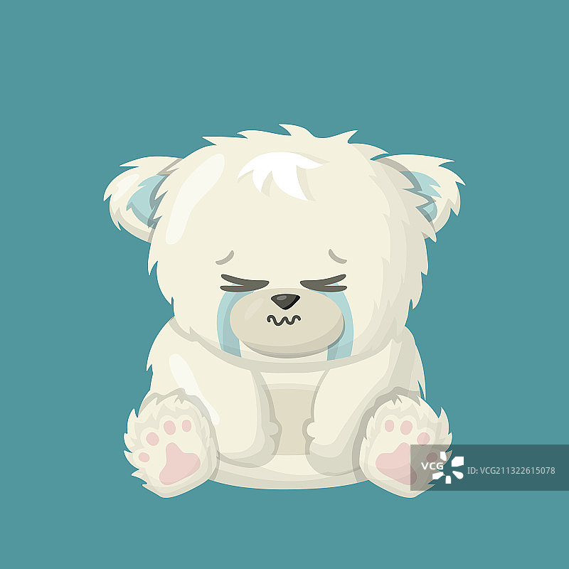 白色北极熊哭不开心的卡通艺术图片素材