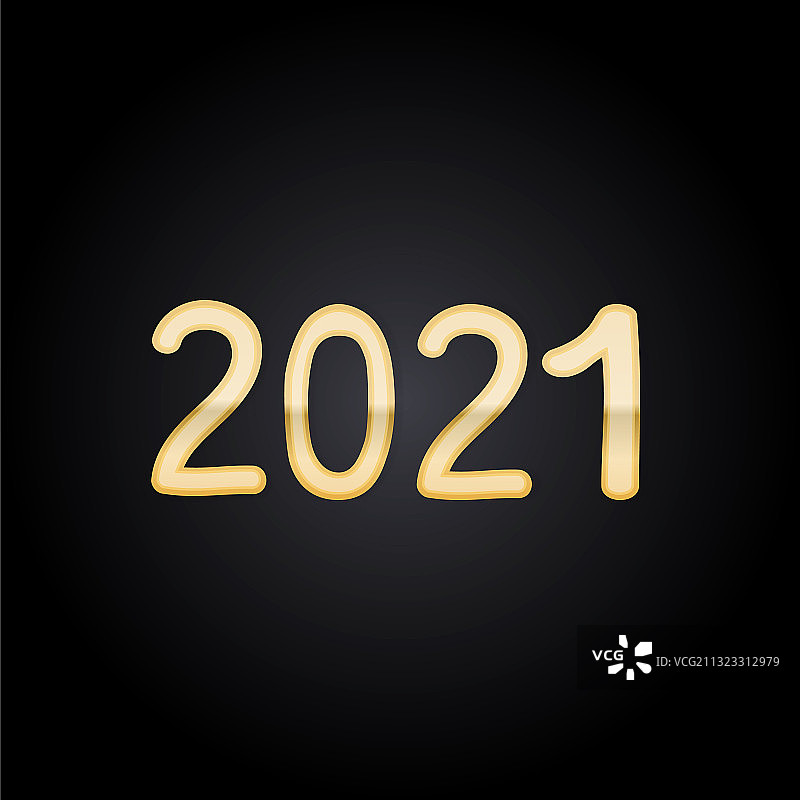 黑色背景下的2021年黄金数字图片素材