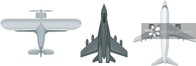 喷气式战斗机和飞机俯视图集图片素材