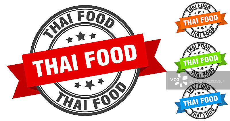 泰国食品邮票圆带标志设标签图片素材