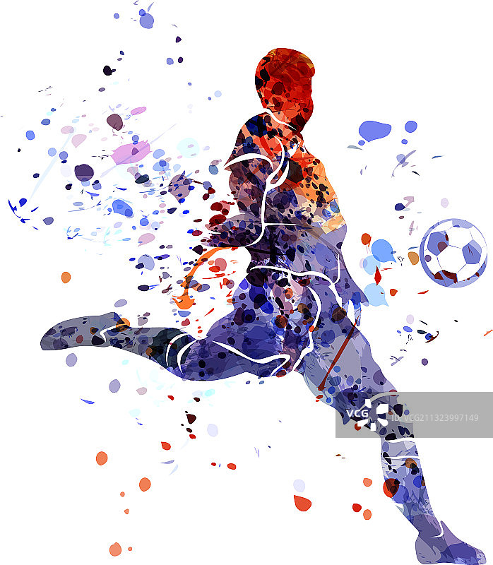 颜色的足球运动员图片素材