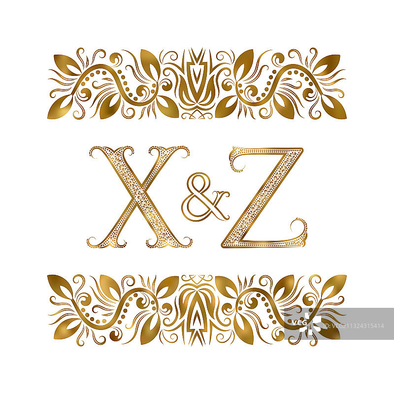 X和z首字母古商标字母图片素材