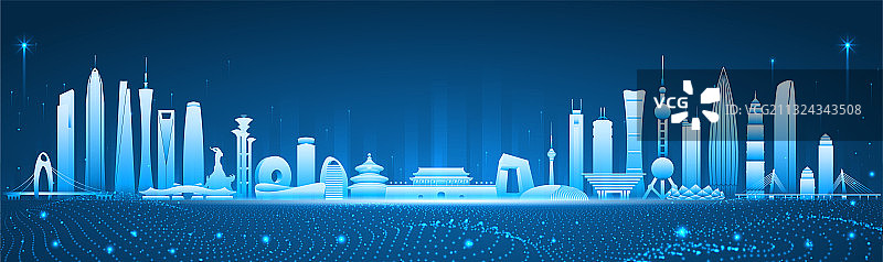 中国抽象城市地标矢量背景图片素材