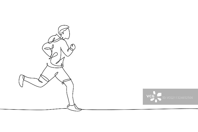 一行画着年轻快乐的跑步者图片素材