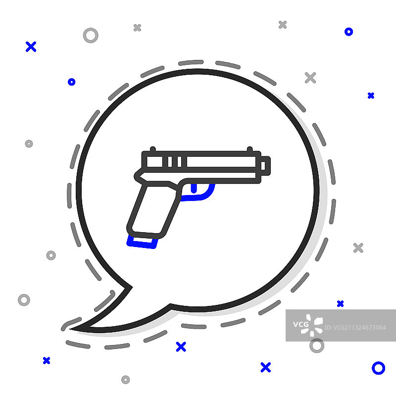 线手枪或枪的图标孤立在白色图片素材