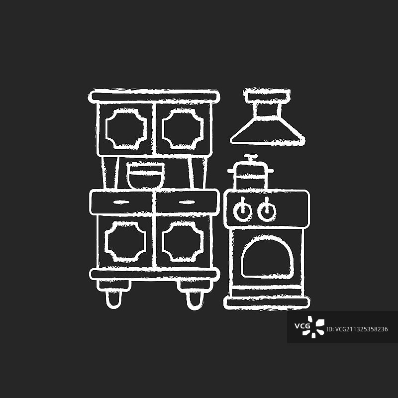 厨房电器粉笔白色图标上的黑色图片素材
