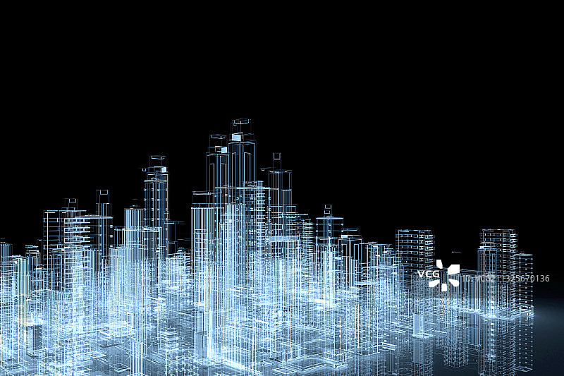 3D现代抽象城市夜景图片素材