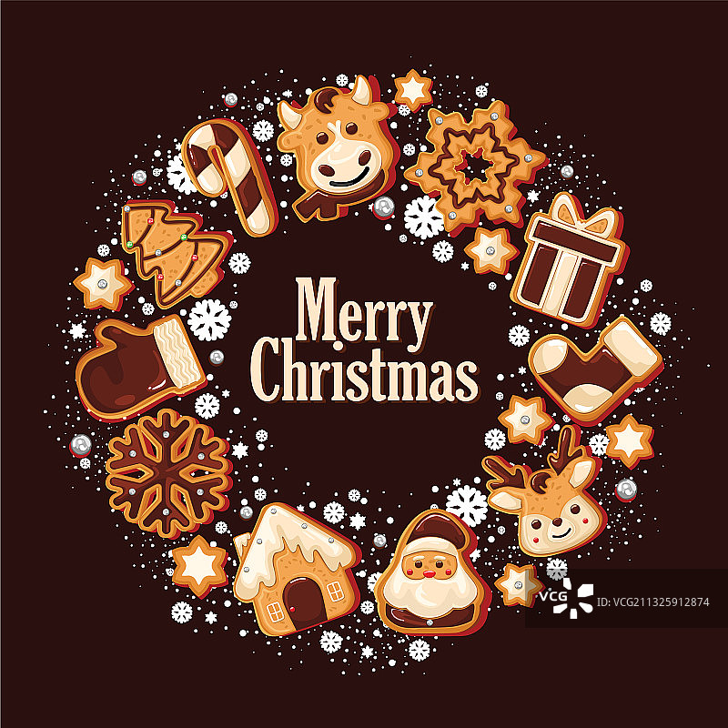圣诞姜饼饼干的圆形图片素材