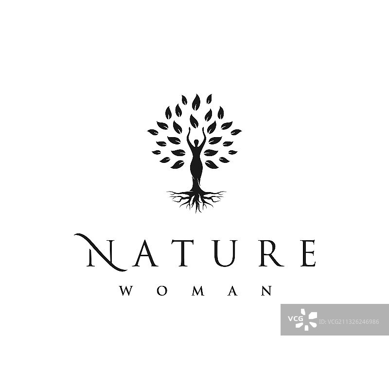 树与身体女人标志设计模板图片素材