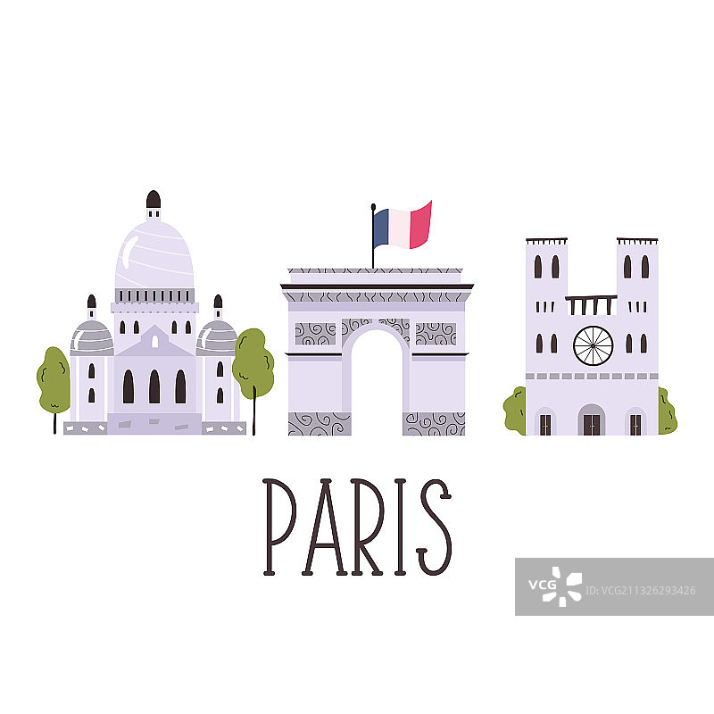 巴黎的天际线上有著名的建筑地标图片素材