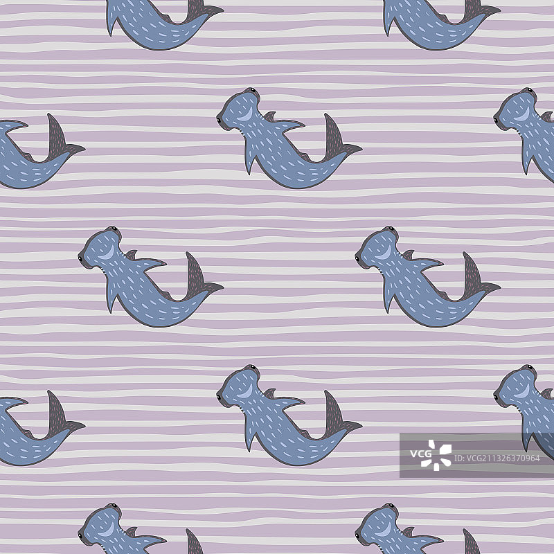 蓝色锤头鲨的轮廓无缝图片素材