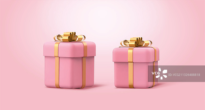 粉红色礼物盒包装三维素材图片素材