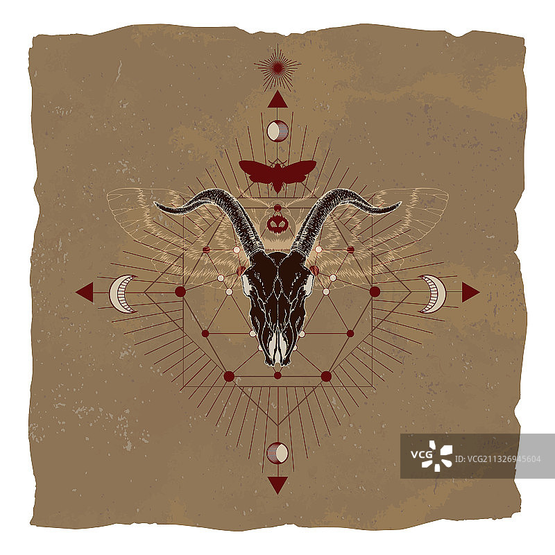 山羊骷髅死头蛾和神圣的象征图片素材