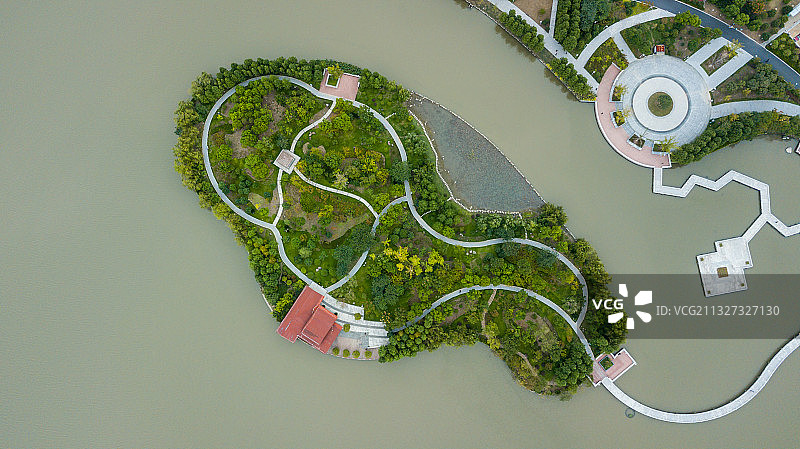 苏州天镜湖中人工小岛图片素材