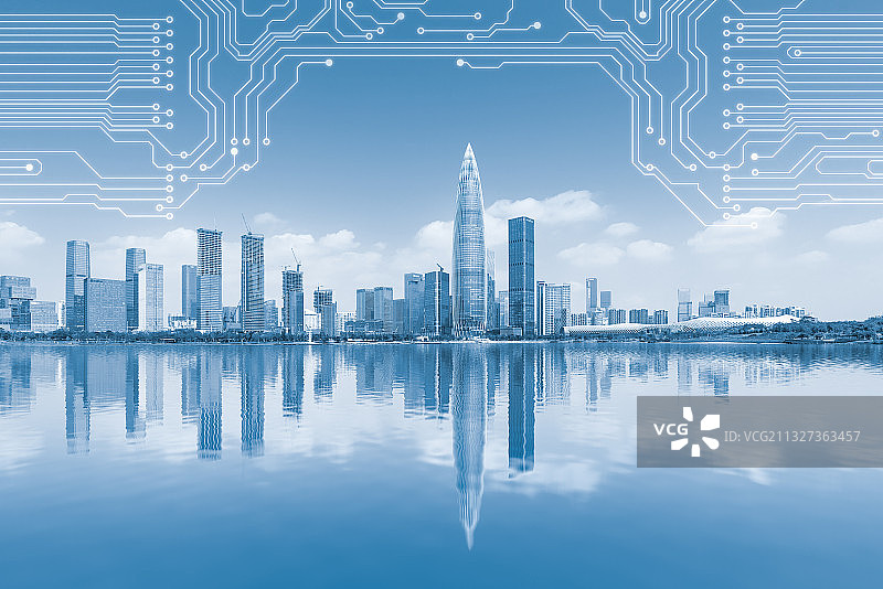 深圳城市天际线和科技概念图片素材