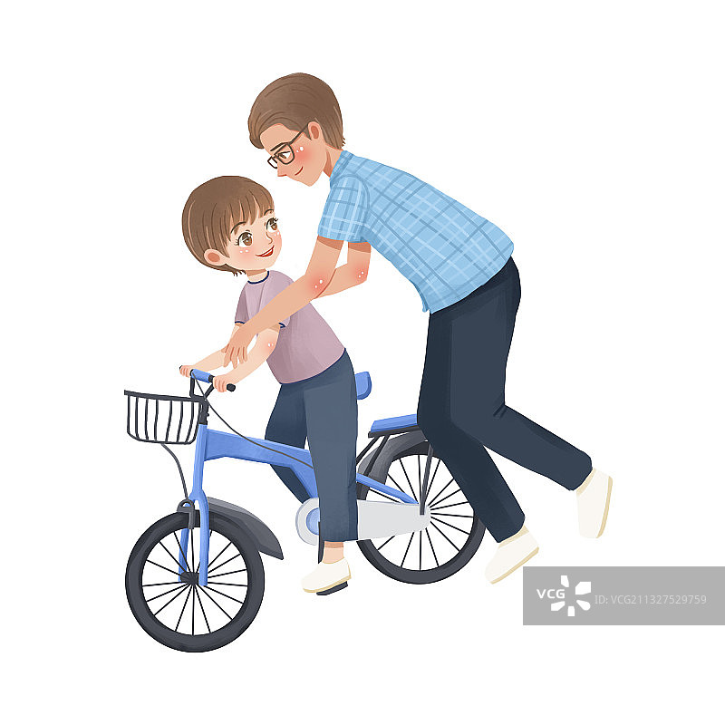 父子学骑自行车父亲与儿子图片素材
