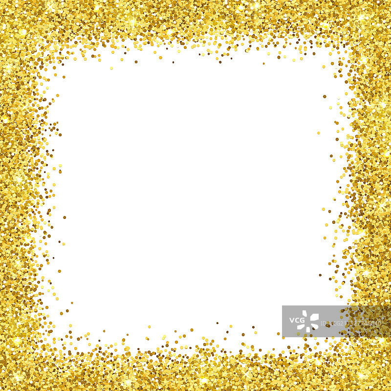 金色闪光边框上的白色背景图片素材