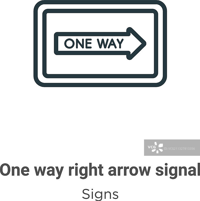 单向右箭头信号轮廓图标细线图片素材