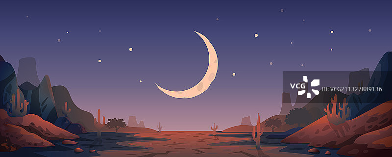沙漠景观背景夜景全景图片素材