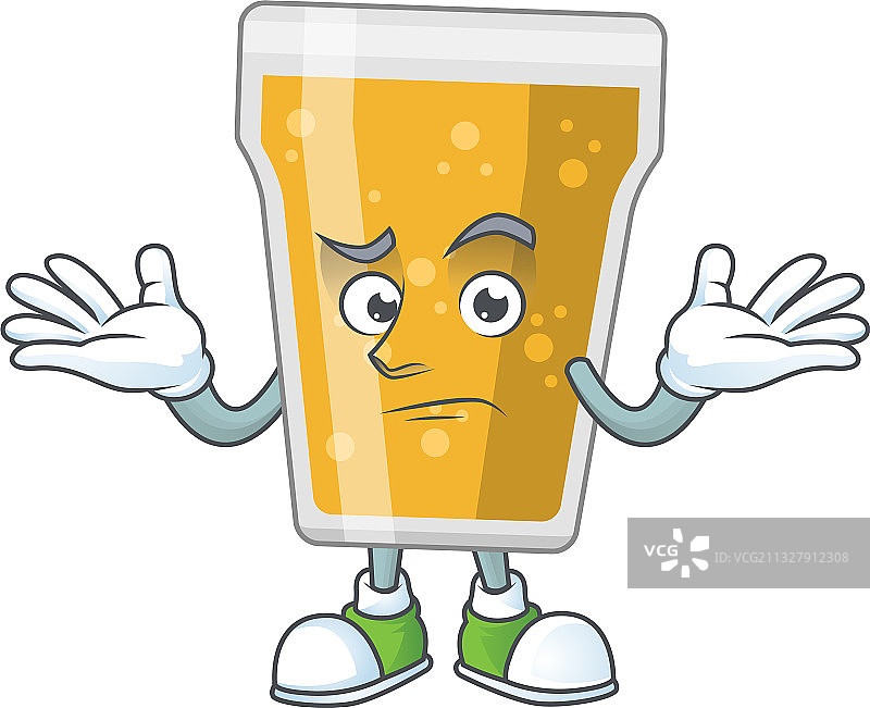 一个卡通形象马克杯啤酒在傻笑的脸图片素材