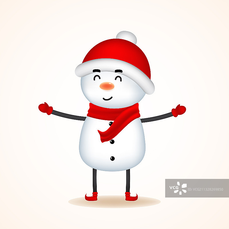圣诞节可爱的小雪人与红色图片素材