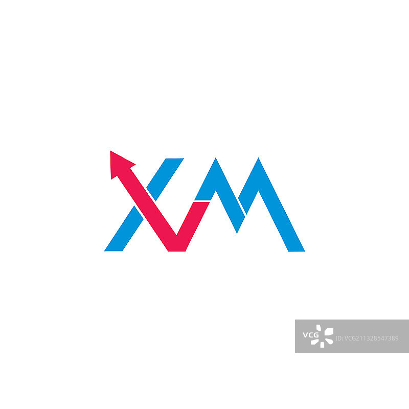 字母xm简单的箭头几何标志图片素材